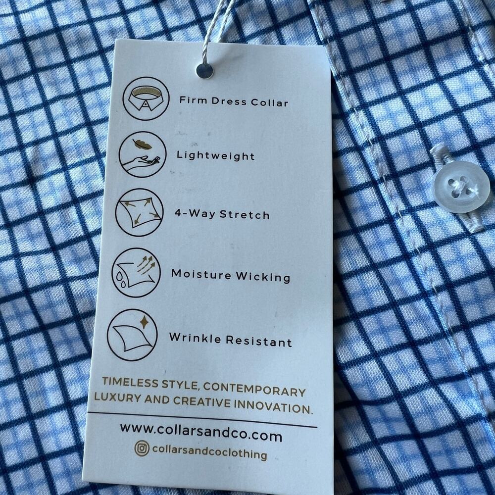 Collars & Co Dress Collar Polo Mens Medium Relaxed Square Short Sleeve - Picture 7 of 9